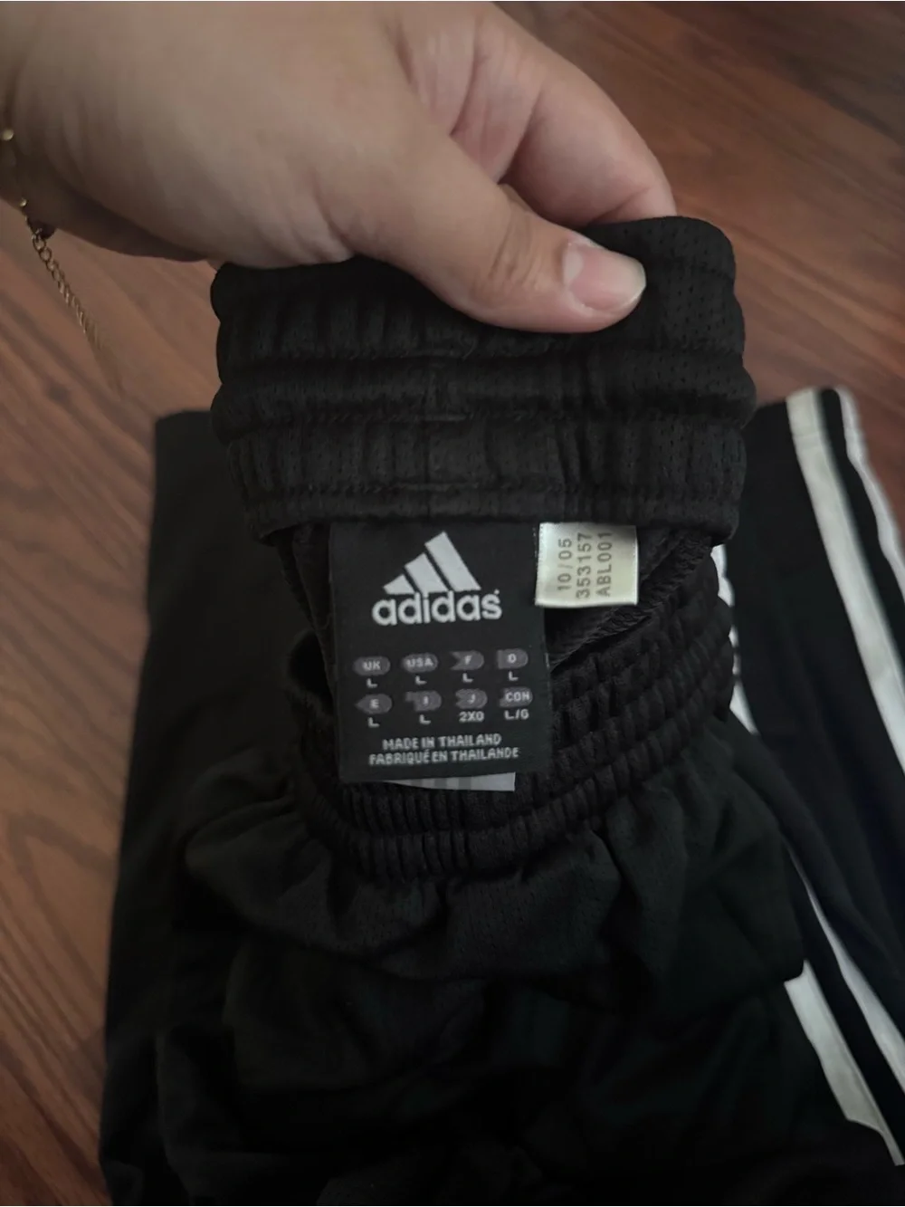 Adidas Black Athletic Track Pants with White Stripes